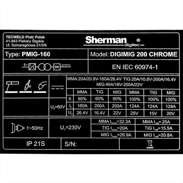 Sherman DIGIMIG 200 CHROME sveiseapparat - Bilde 9